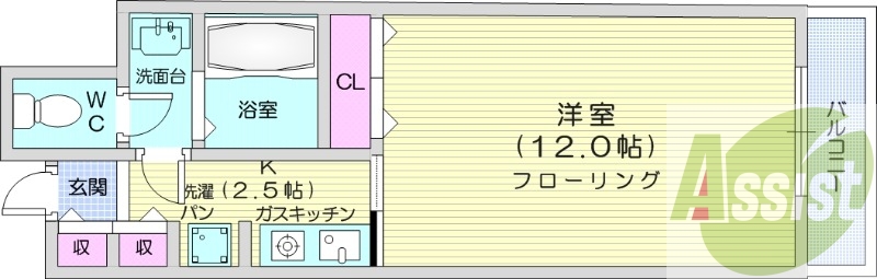 1*、エアコン、オートロック、風呂・トイレ別
