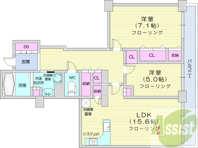 2LDK、ペット可、システムキッチン、食洗器、都市ガス