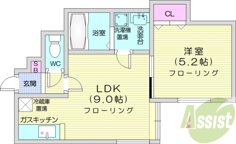 1LDK、独立洗面台、モニタ付インターホン、灯油暖房