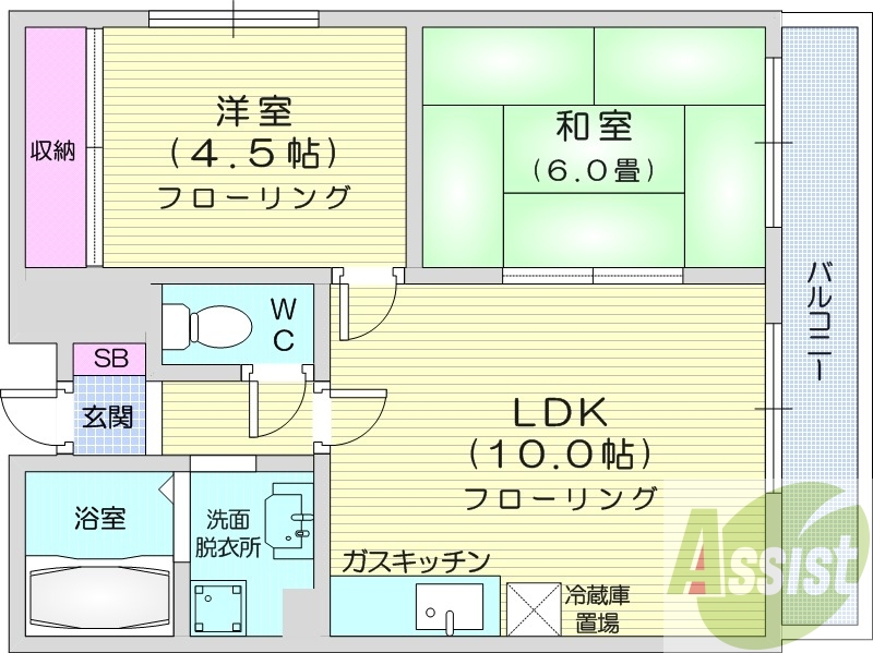2LDK、ガス上限有、ペット相談、モニタ付きインターホン