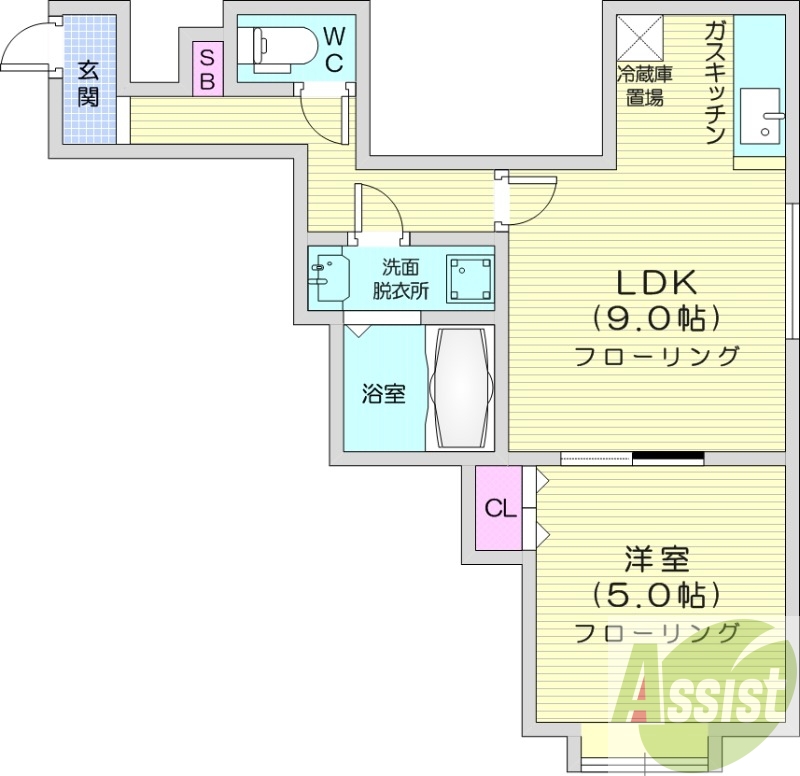 1LDK、ネット無料、灯油暖房、角部屋、モニターホン