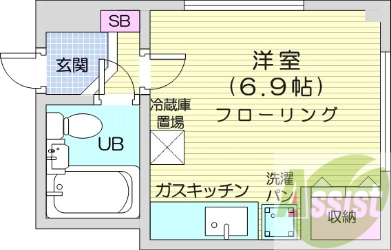 1R、都市ガス、モニター付きインターホン