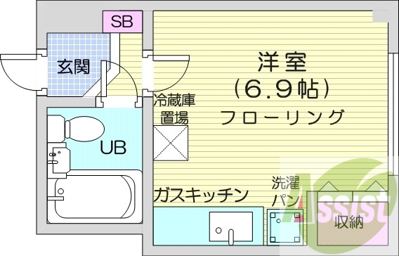 1R、都市ガス、モニター付きインターホン