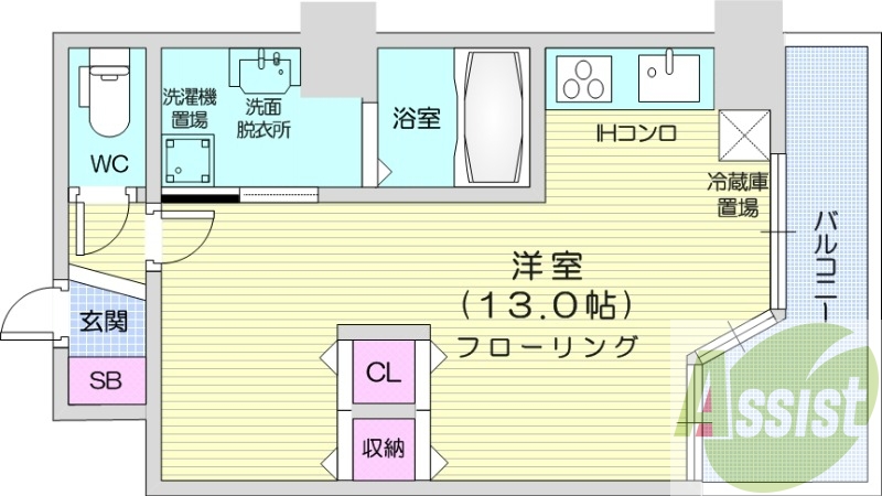 1R、宅配ボックス、オール電化、IHシステムキッチン