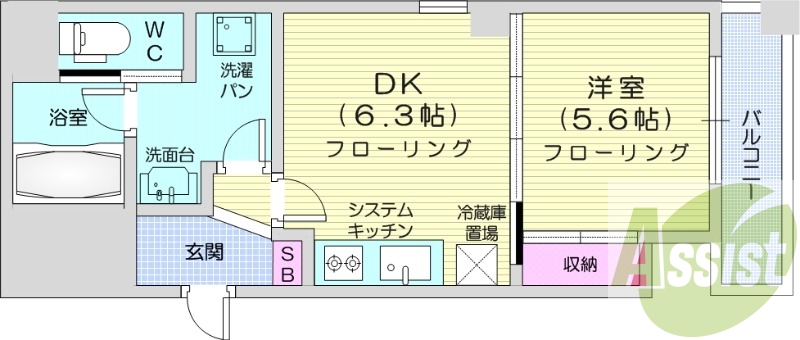 1DK、システムキッチン、独立洗面台、エアコン、宅配ボックス