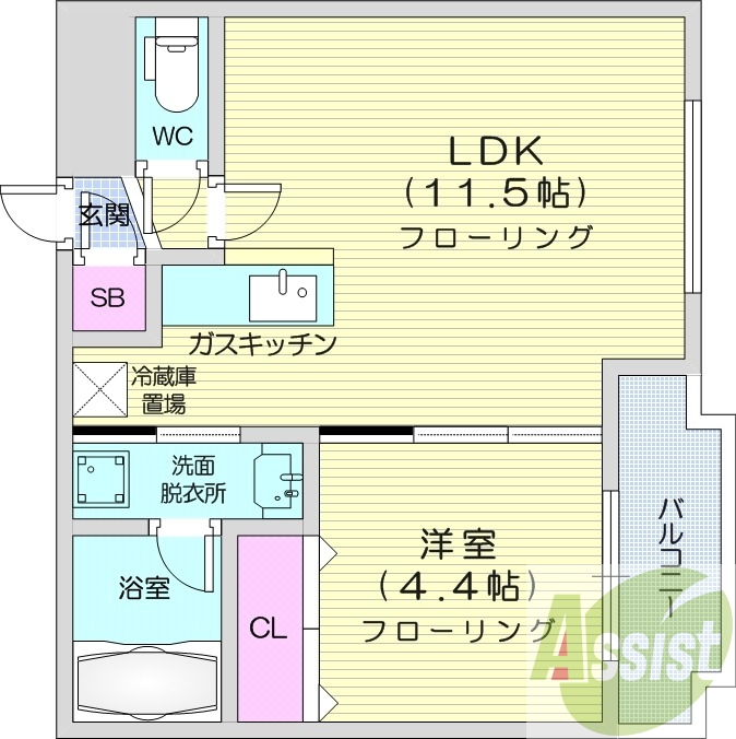1LDK、エアコン、オートロック、ネット無料