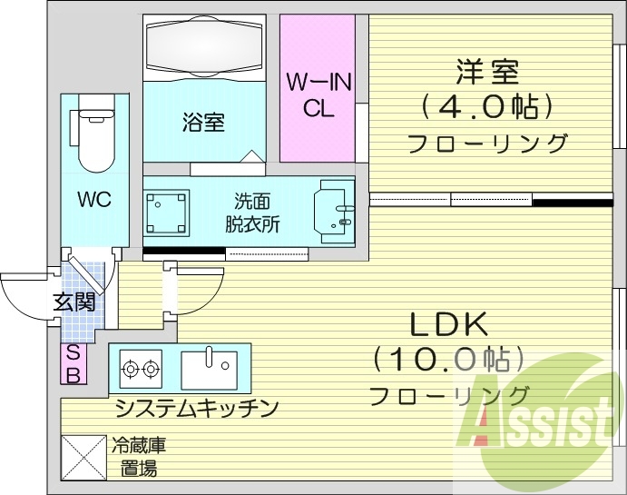 1LDK、エアコン、都市ガス、ネット無料