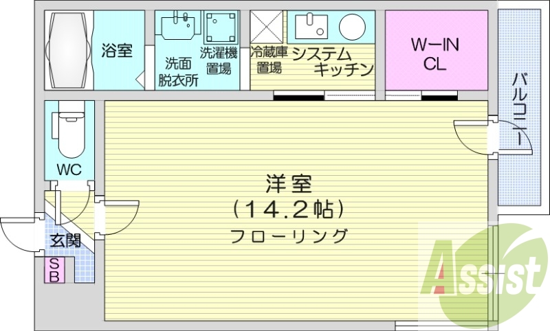 1K、エアコン、追い焚き、独立洗面台、バス・トイレ別