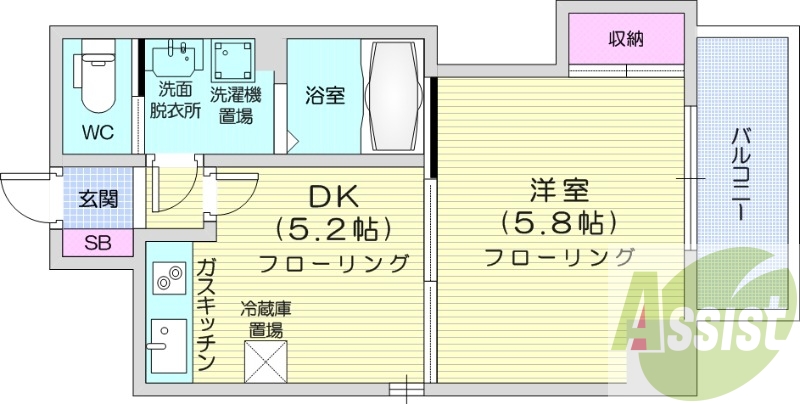 1DK、システムキッチン、独立洗面台、エアコン、宅配ボックス