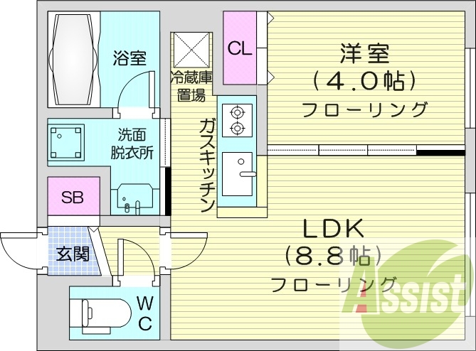 1LDK、エアコン、浴室乾燥機、オートロック