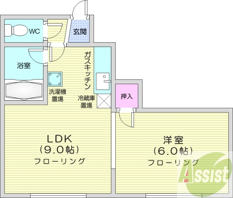 1DK、バストイレ別、インターネット対応