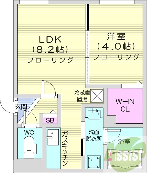 1LDK、都市ガス、エアコン、浴室乾燥機