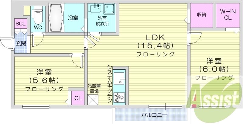 2LDK、都市ガス、エアコン、追い焚き、浴室乾燥機