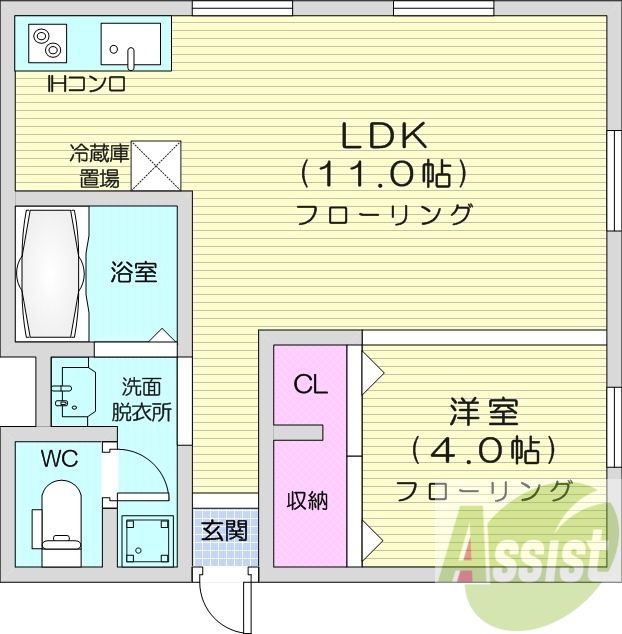1LDK、灯油ボイラー、エアコン、灯油暖房
