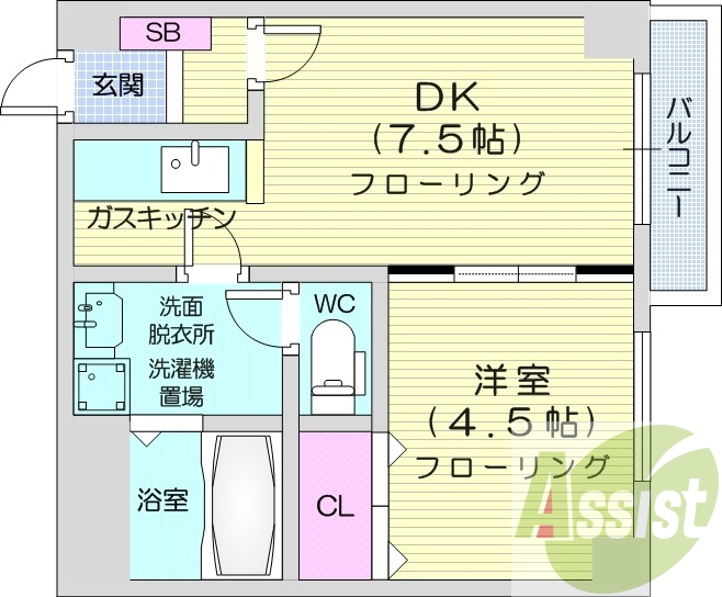 1DK、オートロック、宅配ボックス、ロードヒーティング