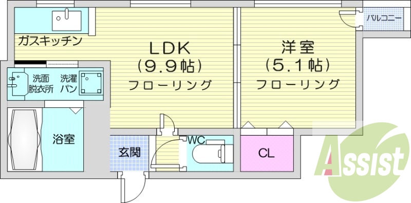 1LDK、オートロック、シューズボックス