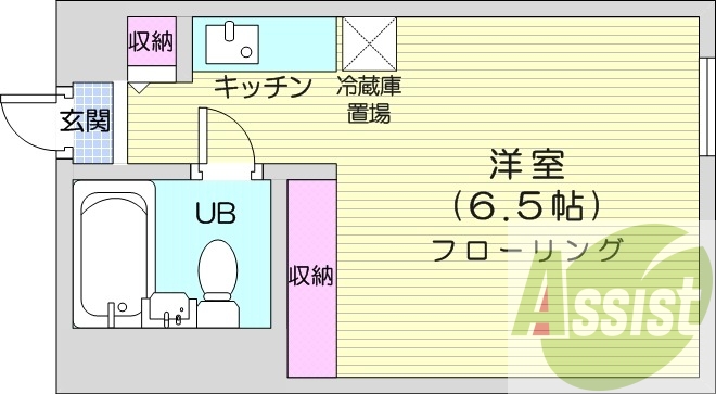 1R、都市ガス、収納スぺース、洗面台、エレベーター