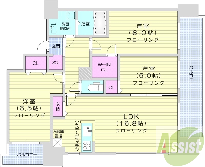 3LDK、収納、洗濯機置場、暖房設備、オール電化