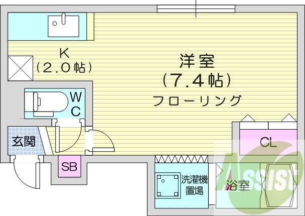 1R、エアコン、ネット無料、クローゼット、シャワートイレ