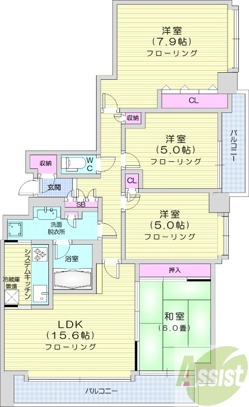 4LDK、分譲、ペット可、都市ガス