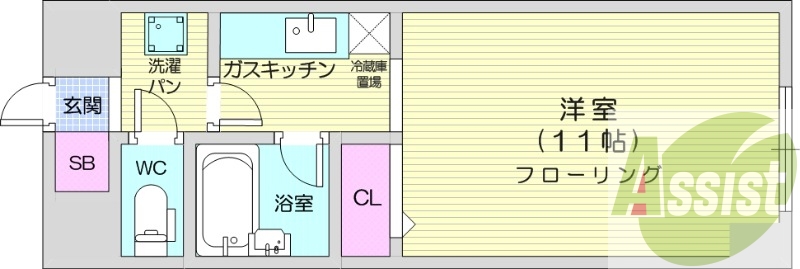 1R、モニターホン、バストイレ別、防犯カメラ