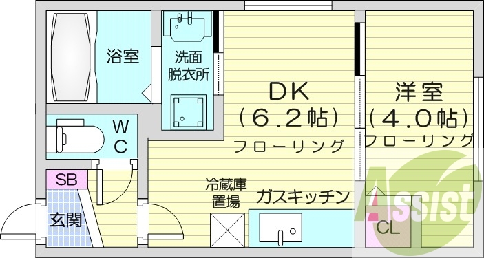1DK、モニタ付インターホン、ネット無料、独立洗面台