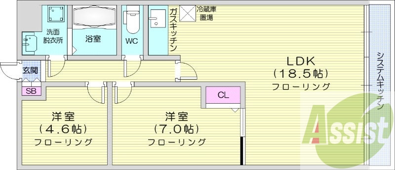 2LDK、灯油暖房、ペット可、シャンプードレッサー