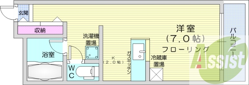 １K、デザイナーズ、ガスFF暖房、オートロック