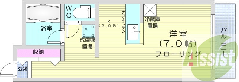 １K、デザイナーズ、ガスFF暖房、オートロック