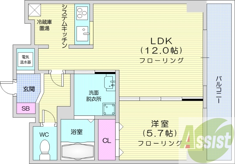 1LDK、ペット可、システムキッチン、オール電化、独立洗面台