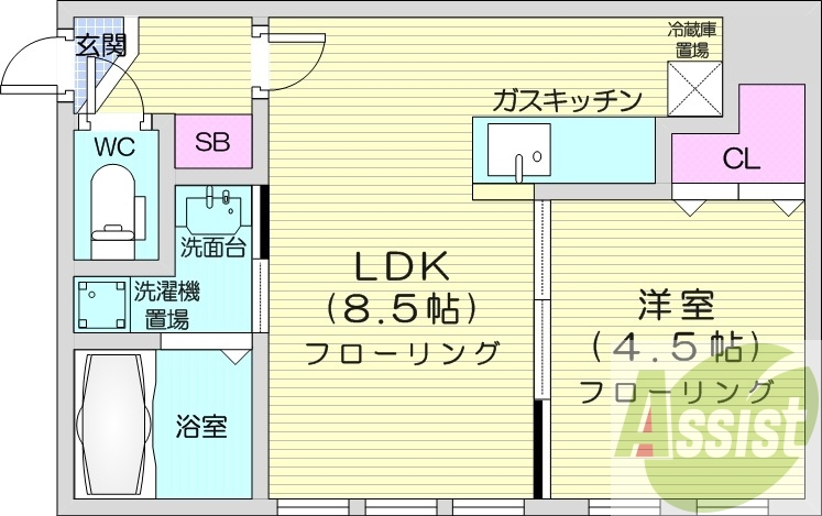 1LDK、エアコン、独立洗面台、灯油暖房、シャワートイレ