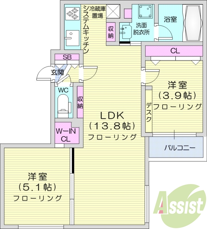 2LDK、エアコン、追い焚き、浴室乾燥機