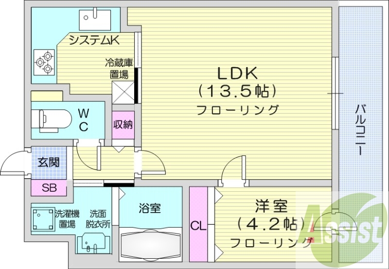 1LDK、オートロック、灯油暖房、シャンプードレッサー