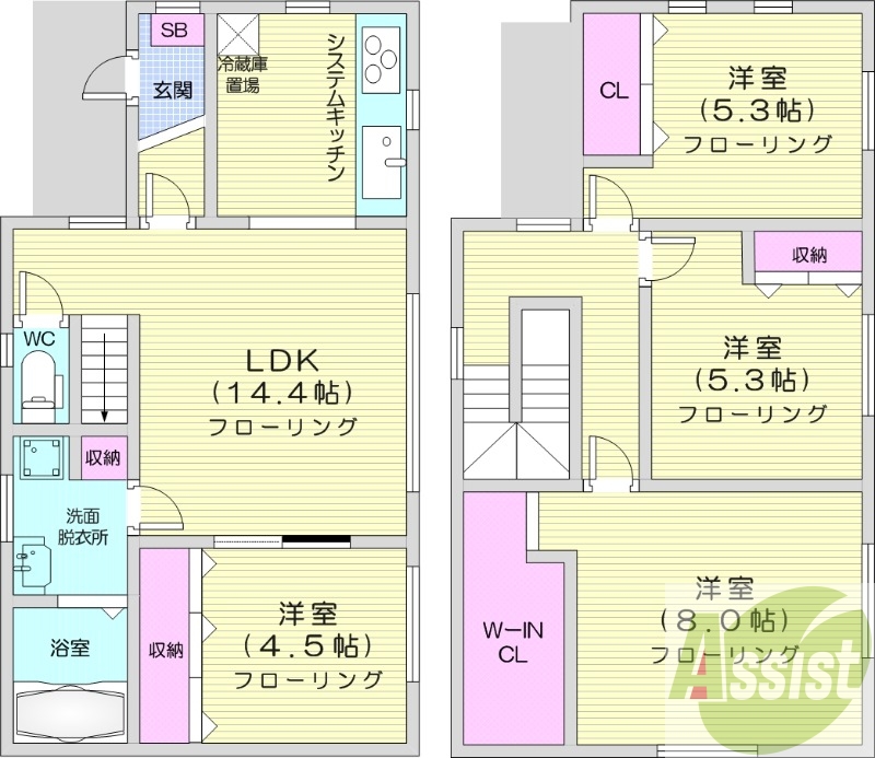4LDK、エアコン、都市ガス、独立洗面台、ガス暖房
