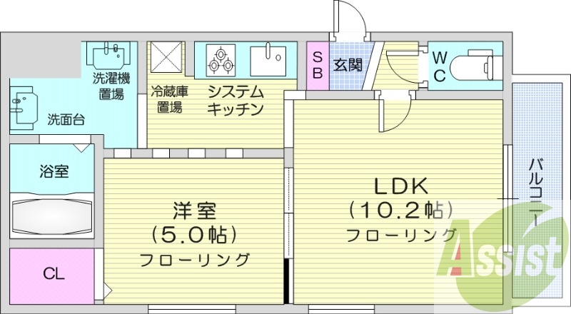 1LDK、システムキッチン、エアコン、灯油暖房、オートロック