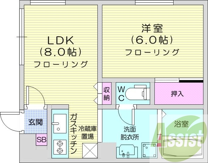 1LDK、灯油暖房、カメラ付きインターホン