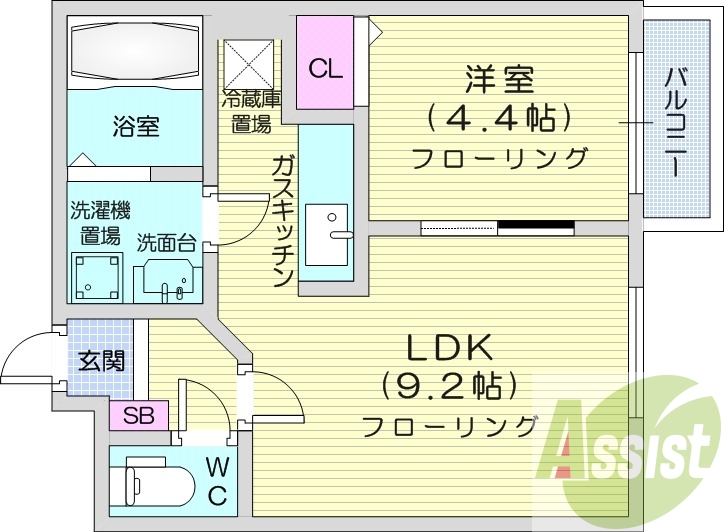 1LDK、エアコン、クローゼット、モニタ付インターホン
