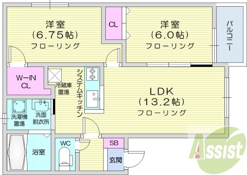 2LDK、灯油ボイラー、灯油暖房、システムキッチン