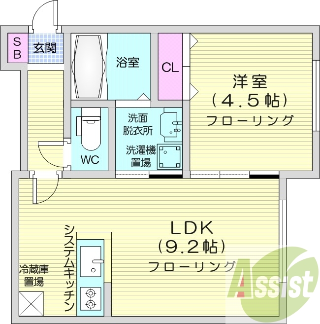 1LDK、都市ガス、ネット無料、エアコン、浴室乾燥