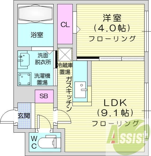 1LDK、エアコン、独立洗面台、浴室乾燥機、