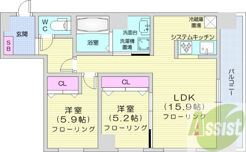 2LDK、都市ガス、ペット可、エアコン、追い焚き、