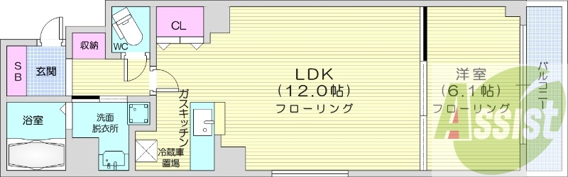 1LDK、エアコン、オートロック、エレベーター