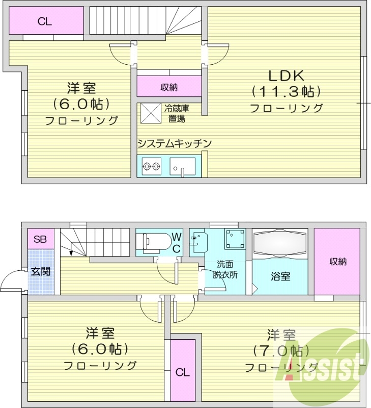 3LDK、エアコン、ネット無料、ロードヒーティング