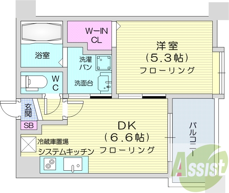 1DK、エアコン、独立洗面台、シャワートイレ、バス・トイレ別