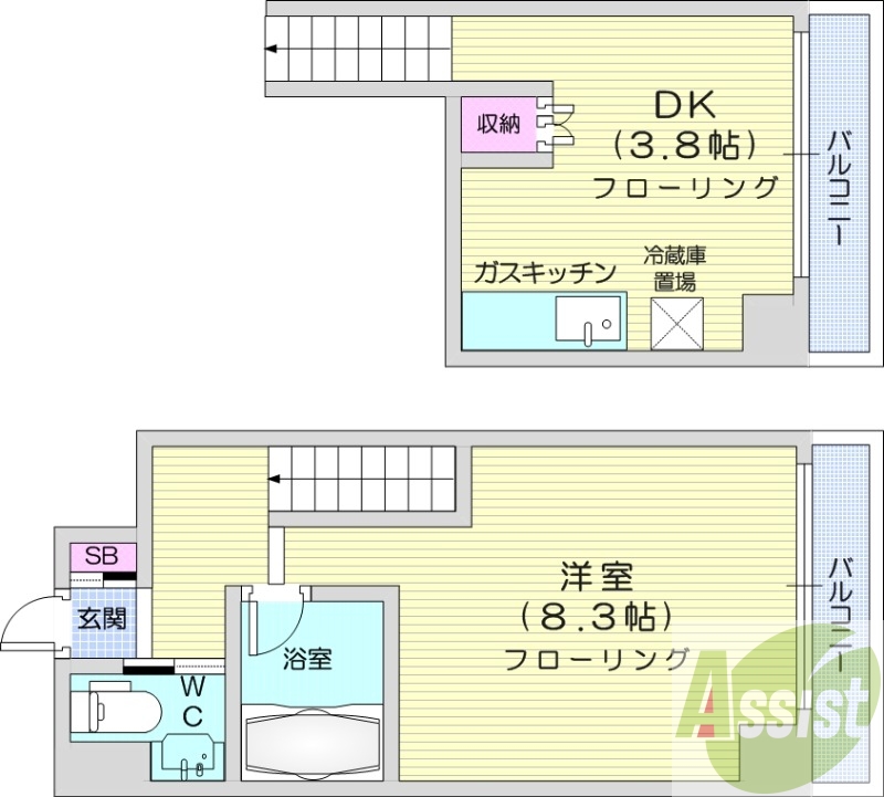 1DK、ネット無料、シャンプードレッサー、ＴＶモニターホン