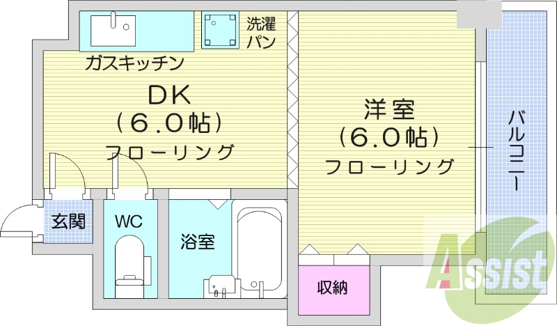 1DK、宅配ボックス、TVインターホン、収納