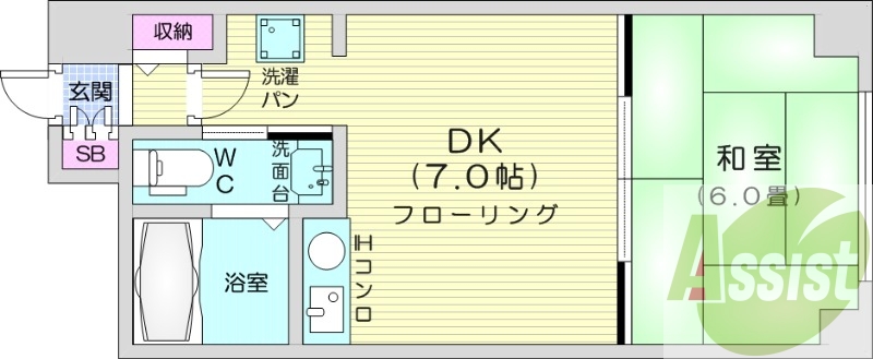 1DK、家具家電付き、エアコン、ネット無料