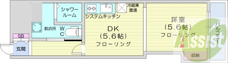 1DK、システムキッチン、エアコン、分譲賃貸