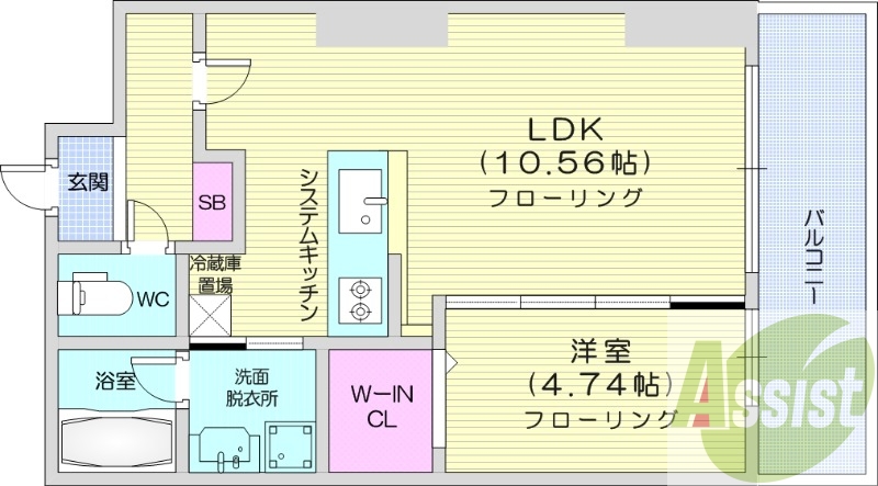 1LDK、、バルコニー、ウォークインクローゼット、ネット無料