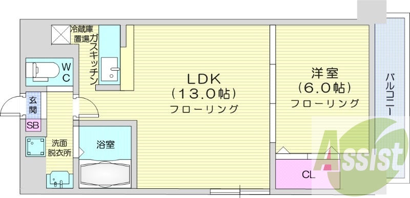 1LDK、エアコン、独立洗面台、灯油暖房